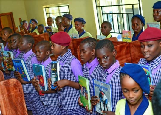children with books